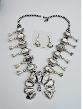 White Buffalo Squash Blossom Necklace Earrings set