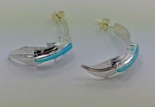 Navajo Feather Turquoise Earrings