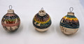 Navajo Christmas Ornament Horse Hair Pottery 3"x 2 1/2" Set of 3 