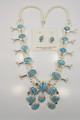 Spiderweb Turquoise Squash Blossom Necklace Earrings Set