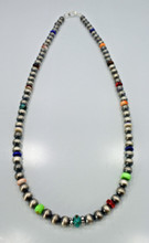 Details about   Navajo Pearls Sterling Silver 6 mm Beads Multi Color Necklace 24 inches long 
