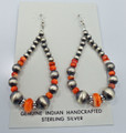 Orange Spiny Oyster Navajo Pearl Earrings