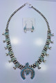 Zuni Squash Blossom Necklace Earrings Set Needle Point