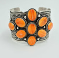 Navajo Bracelet Orange Spiny Oyster Cuff Bracelet Navajo Handmade Sterling Silver Size 7