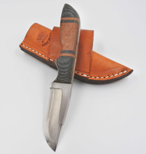 Anza Knives WKXX-6 Micarta and Leopard wood with Cross Draw Leather Sheath