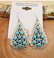  Navajo Sterling Silver Sleeping Beauty Turquoise Cluster Earrings