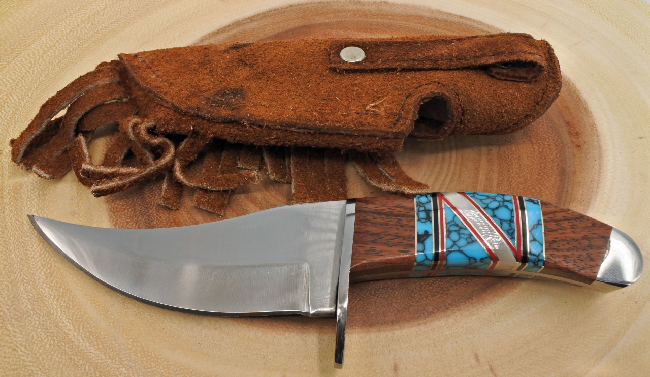 Navajo Bowie knife Turquoise Wood Handle Doris Yazzie - Yourgreatfinds