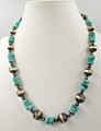 24" Long Graduated Turquoise navajo pearl necklace