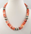 Graduated Red Spiny Oyster Navajo Pearl Necklace