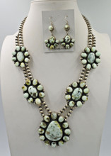 Palomino Turquoise Squash Blossom Necklace Earrings Set