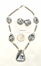 White Buffalo Lariat Necklace and Earings set