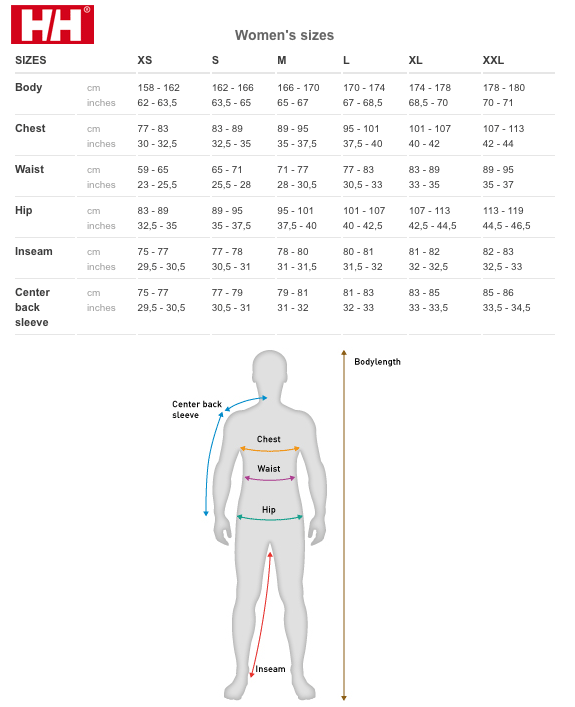 Helly Hansen Size Chart Women S