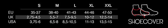 northwave overshoe size guide