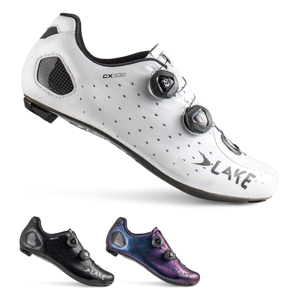 Lake CX332 Wide Fit Road Shoes | White, Black and Blue