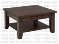 Pine Rough Cut Coffee Table With 2 Drawers And Shelf  35''D x 35''W x 19''H