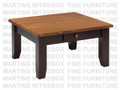 Oak Rough Cut Coffee Table With 2 Drawers 35''D x 35''W x 19''H