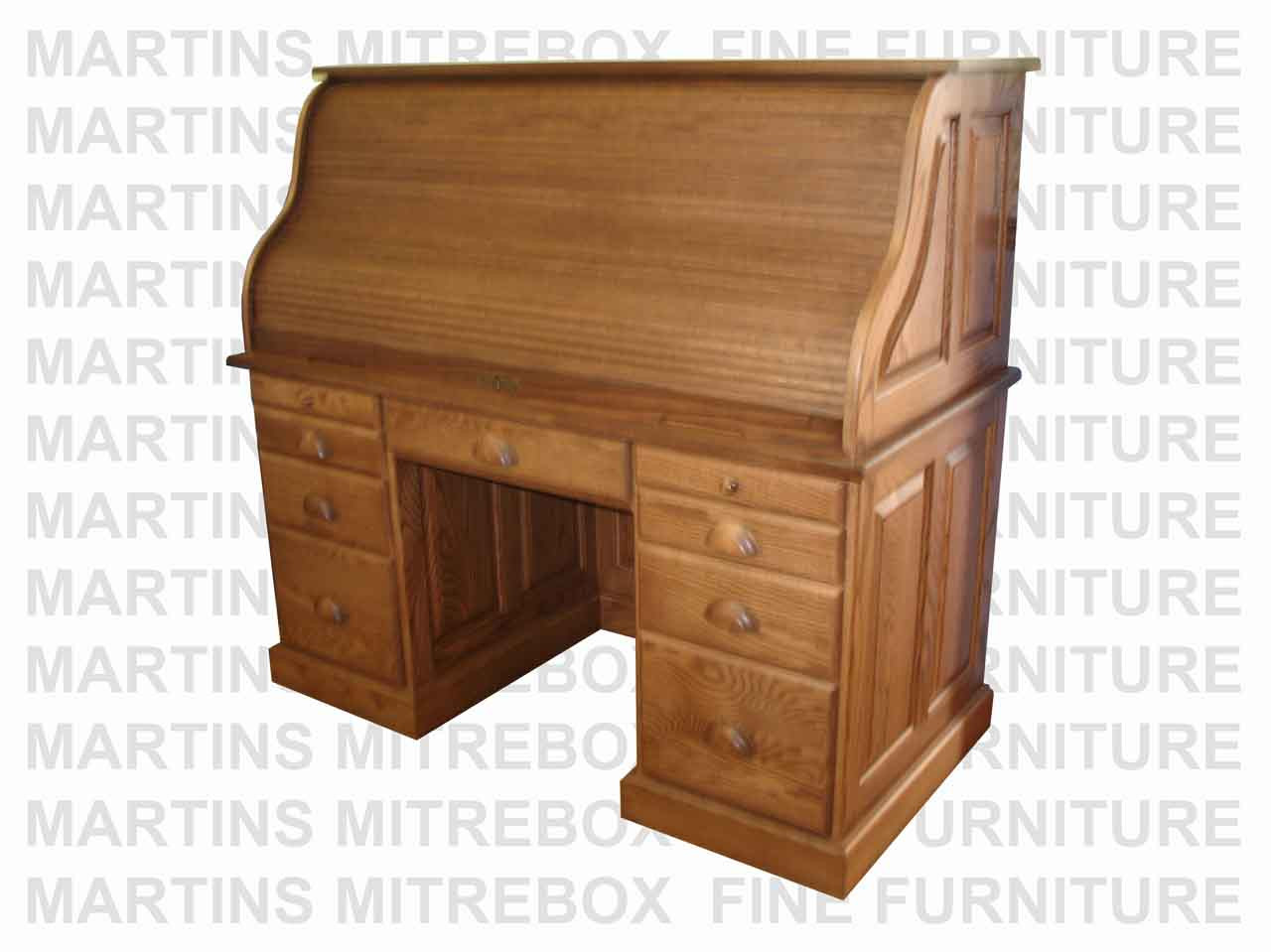 Pine Double Pedestal Roll Top Desk 32 D X 60 W X 53 H