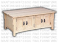Maple Spindle Mission Coffee Table 48''W x 18''H x 24''D With 8 Doors