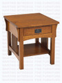 Pine Spindle Mission End Table 21''W x 22''H x 24''D With 1 Drawer And Shelf