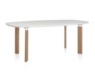 Fritz Hansen Analog Dining Table JH63 - White Laminate Top with Oak Legs and White Trumpets