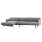 Muuto Outline Sofa With Chaise Longue - Kvadrat Fiord 151 - Left Hand - Black Powder-Coated Aluminium Base