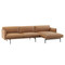 Muuto Outline Sofa With Chaise Longue - Refine Cognac Leather - Right Hand - Black Powder-Coated Aluminium Base