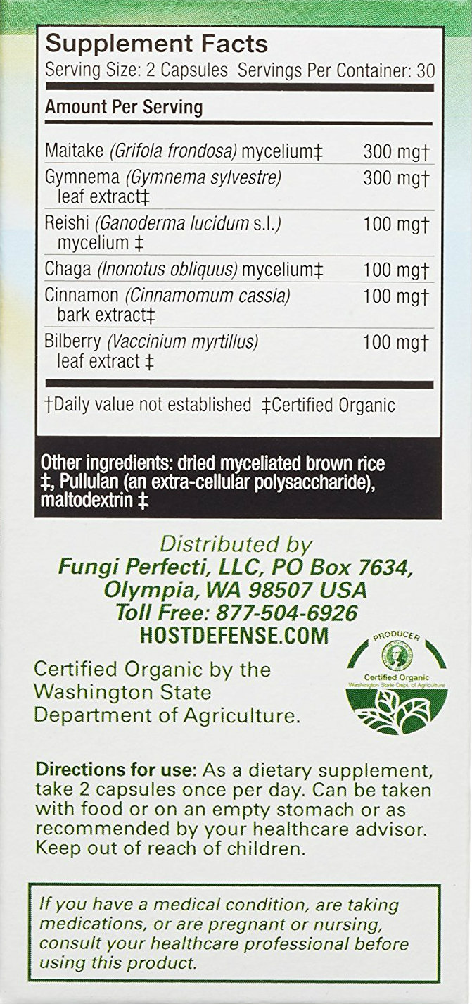 HOST DEFENSE MycoBotanicals Blood Sugar - 60 Vcaps