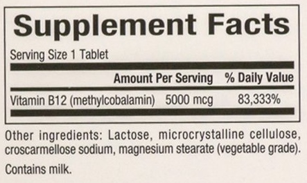 Natural Factors Vitamin B12 Methylcobalamin 5000 mcg 60 Tabs