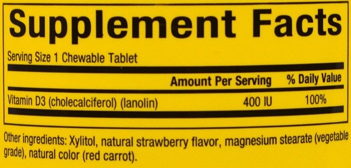 Natural Factors Vitamin D3 400 250 Tabs - Chewable Berry Bunch