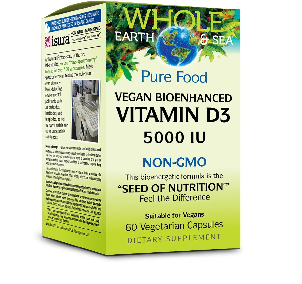 Natural Factors Whole Earth Sea Vegan Vit D3 5000 60 Vcaps