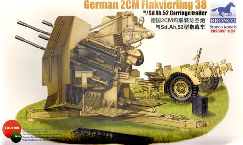 Bronco Models Cb 1 35 German 2cm Flakvierling 38 W Sd Ah 52 Carriage Trailer Greenmodels