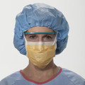 HALYARD FLUIDSHIELD FACE MASKS Fog-Free Surgical Mask, Splashguard Visor, Orange, 25/pkg, 4 pkg/cs