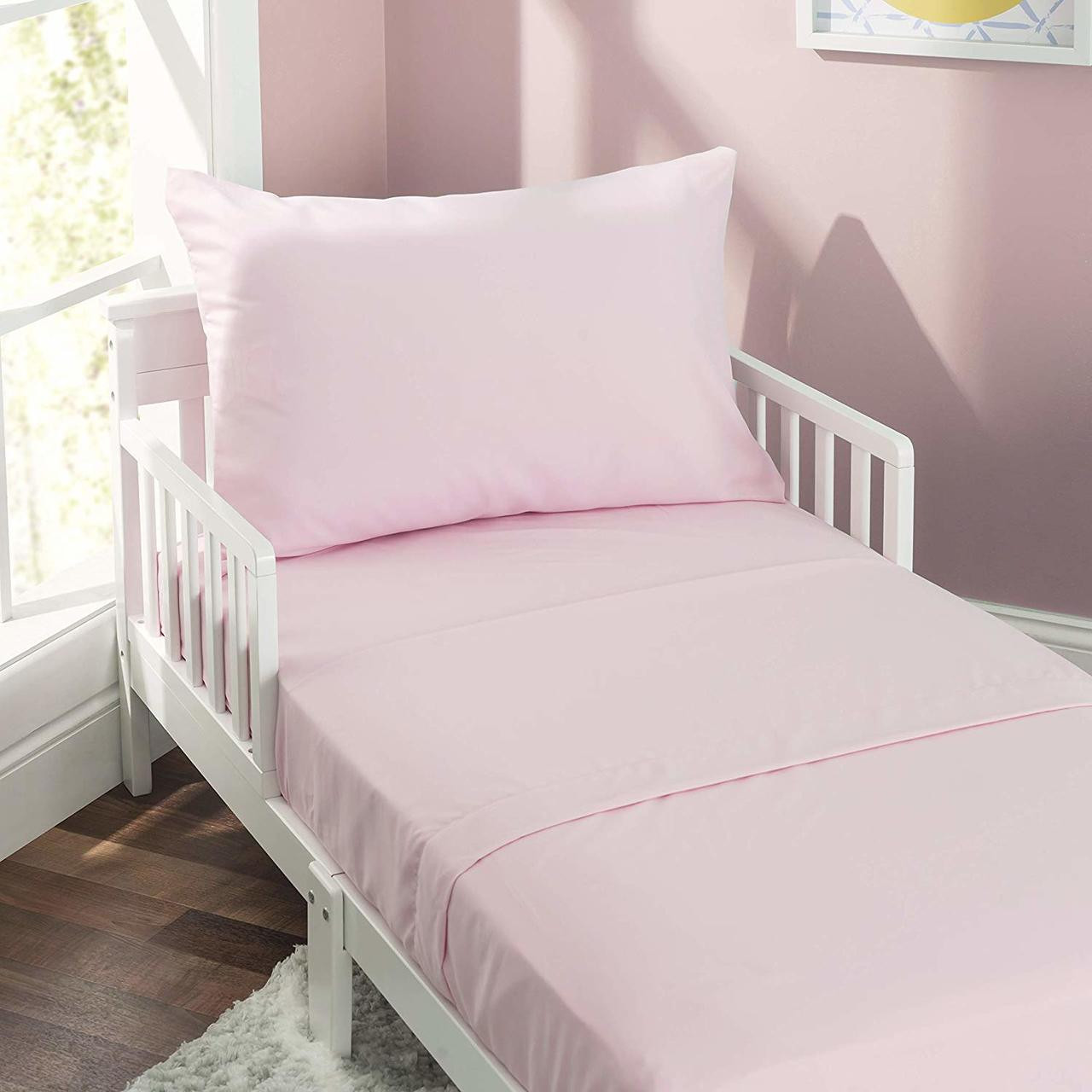 Everyday Kids 3 Piece Toddler Sheet Set Solid Pink