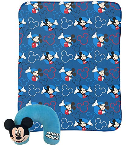 Mickey Mouse Neck Pillow Travel Blanket Set