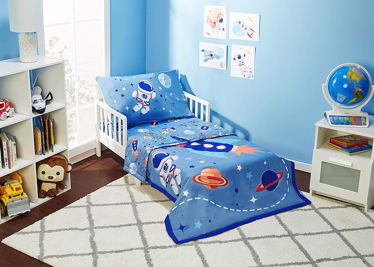 Everyday Kids 4 Piece Toddler Bedding Set Outer Space Adventures