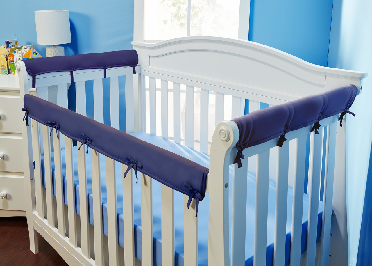 Everyday Kids 3Piece Padded Baby Crib Rail Cover Set Navy