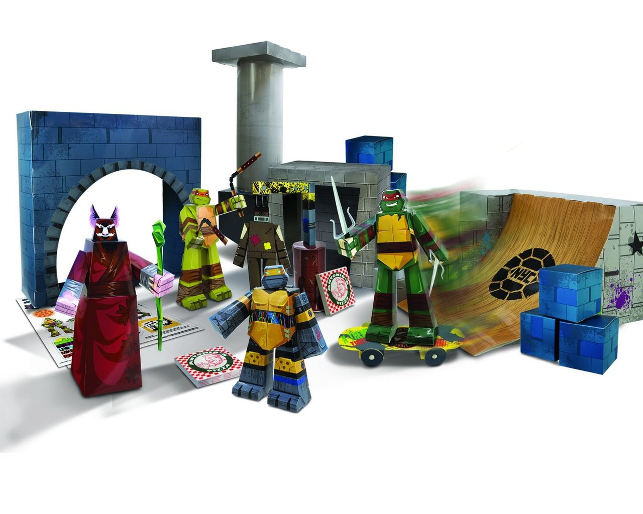Tmnt Blueprints Papercraft Turtles Lair Deluxe Pack