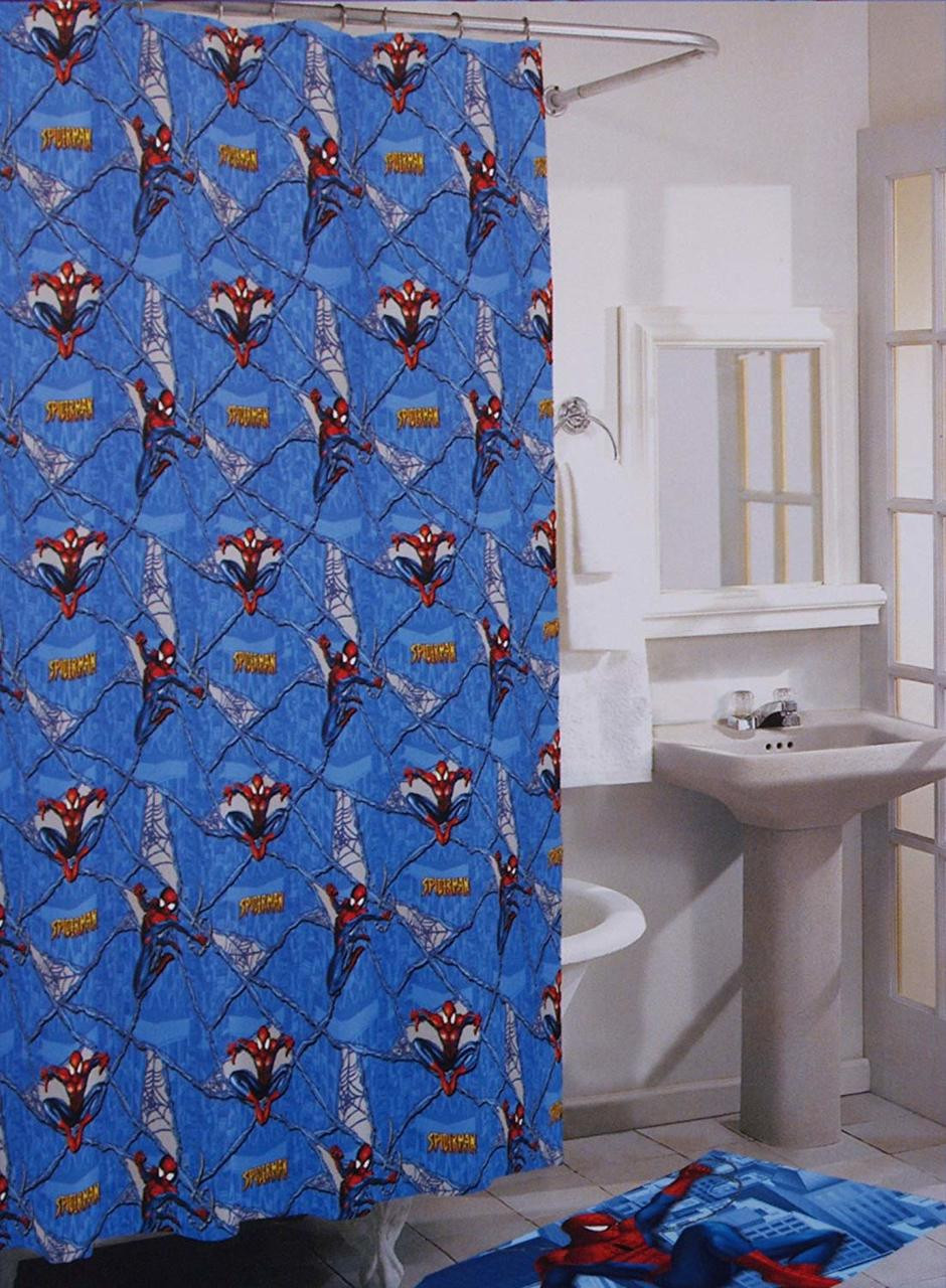 Spiderman Vinyl Shower Curtain Kids Bath Decor