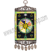 "Our beautiful mini-carpet wall charm features the captivating image of a Pagan Wheel. Both ends of the carpet have been finished with an intricate antiqued metal frame. The bottom frame also features matching antique metal teardrop tassels. This is a Kheops exclusive design.
SYMBOL
Pagan Wheel
- See more at: http://www.kheopsinternational.com/p/Wall-Hanging-Carpet-Pagan-Wheel/63375.html#sthash.988ALPnP.dpuf