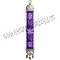 This enchanting mini hanging carpet is sure to inspire magical potions and spells. It features three Celtic pentacles cast against a purple background. Both ends of the carpet have been finished with a lovely antiqued metal frame. The top frame has a hanging loop and the bottom frame features matching leaf tassels. Exclusive Design
DIRECTIONS
Turkey
- See more at: http://www.kheopsinternational.com/p/Door-Hanging-Woven-Narrow-Carpet-Pentacle/63381.html#sthash.o7UJhgYY.dpuf