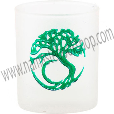 Etched Glass Votive Holder Tree of Life