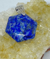 Lapis Lazuli Pendant - Hexagonal (Silver)