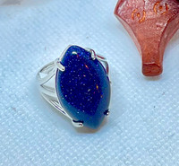 Blue Goldstone Ring - Silver