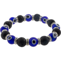 Evil Eye Protection  with Lava beads - Cobalt Blue