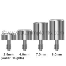 ZimVie / Biomet 3i-compatible 6.0mm External Hex Healing Abutment — complete set view — Titan Implants
