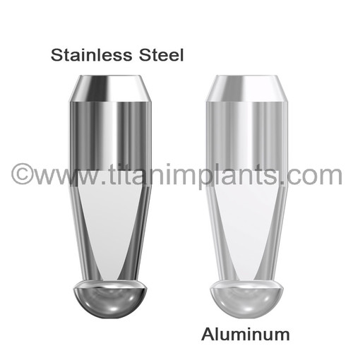 BC-3IA Bicon compatible 3.0mm well implant analog in stainless steel and aluminum