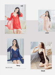 Transparent suspenders uniform lace lingerie pajamas ladies sexy underwear three-piece suit sexy pajamas