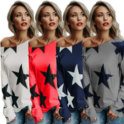 Star Print One shoulder Top-LA