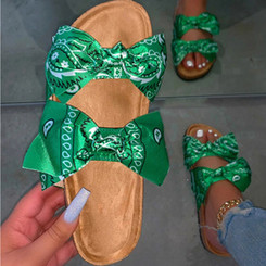 Bowknot satin fish and insect slippers