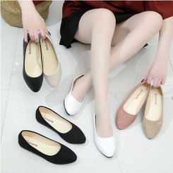 New style flat shallow mouth women's shoes Korean version of all-match flat heel suede